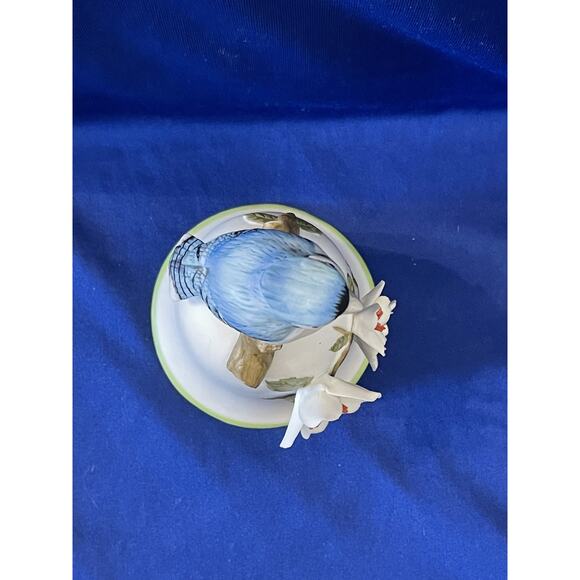 Bisque Porcelain Georgian BluJay and White Blooms - Picture 6 of 8